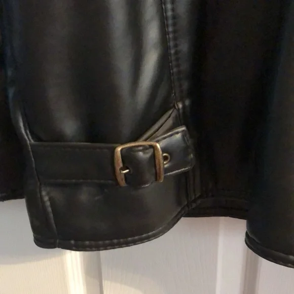 Black Faux Leather Jacket Mens Large - Picture 6 of 12